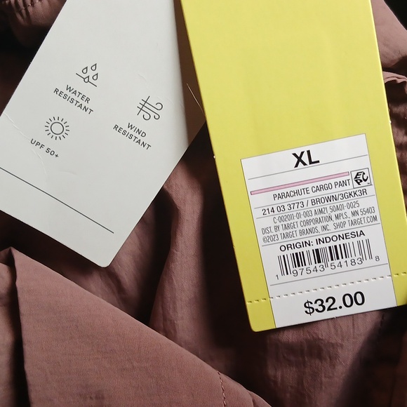 Women's High-Rise Cargo Parachute Pants - All in MotionBrown XL - Picture 2 of 4